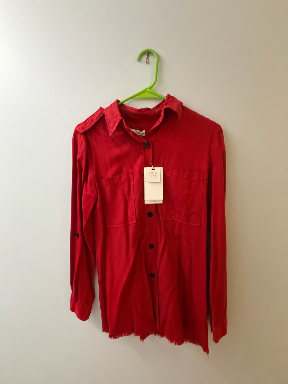 Zara Red Button-Front Women's Shirt